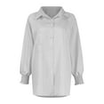 thumbnail image 6 of HCURIBAD Womens Oversized Button Down Shirts Business Casual Long Sleeve Blouse Work Striped Tops, 1PC Shirt Gray L, 6 of 8