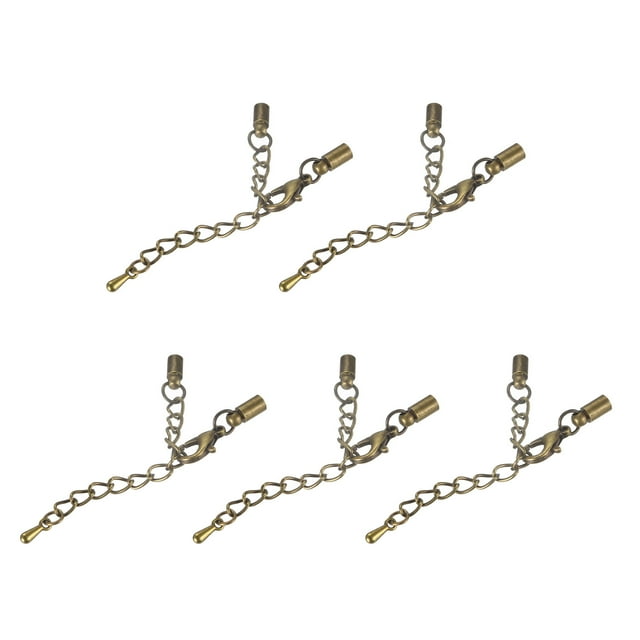 10 Juegos 3mm Cuero Cordón Extremo Tapas con Langosta Cierres y Extensor Cadena para Bricolaje Fabricación Pulseras, Bronce Tono