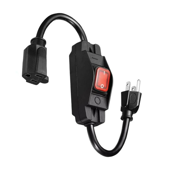 APPLAYERR Waterproof Extension Cord with Switch 45cm 15A 125V 1875W for Appliances Outdoor 14AWG SJTW Male to Female