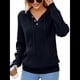 thumbnail image 1 of Sudadera de Lana Extragrande con Capucha y Colores Contrastantes para Mujer, de Punto, con Cuello en V, Informal, con Bolsillos Negro L, 1 of 9