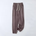 thumbnail image 2 of Womens Pajama Pants Fashion Solid Color Drawstring Plaid Strappy Hem Sleep Pants, 2 of 7