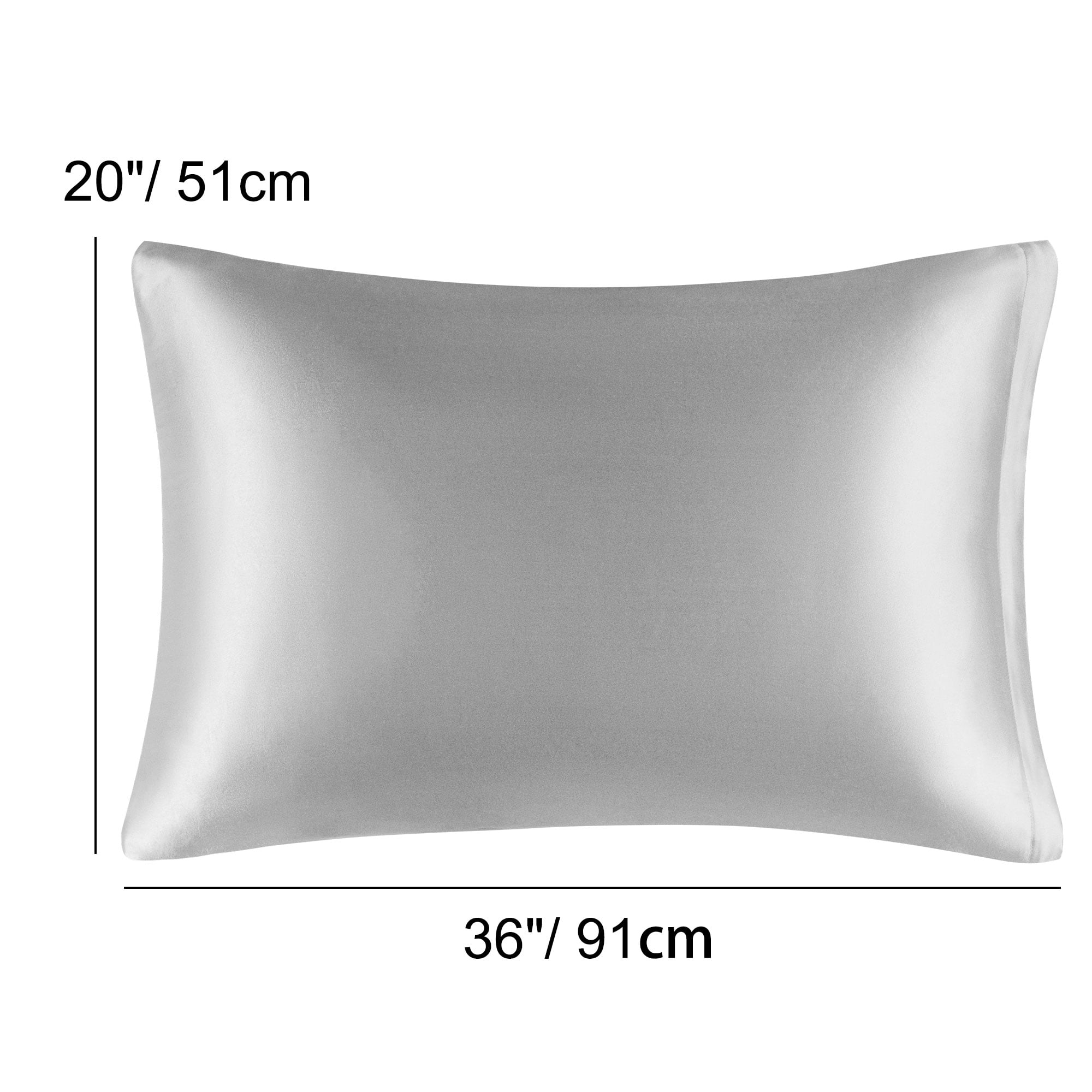 Unique Bargains Satin Set of 2 Zipper Closure Pillowcases Silver 20"x36"
