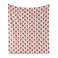 thumbnail image 1 of Fruit Art Soft Flannel Fleece Throw Blanket, Floral Ornamental Strawberries in Tiny Dotted Rhombus Symmetric, Cozy Plush for Indoor and Outdoor Use, 50" x 60", Vermilion White Green, by Ambesonne, 1 of 6