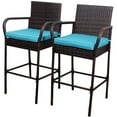 thumbnail image 4 of Prime Garden  46 inches Height Patio Bar Stools Set of 2 Wicker Rattan Chairs Steel, Blue, 4 of 9