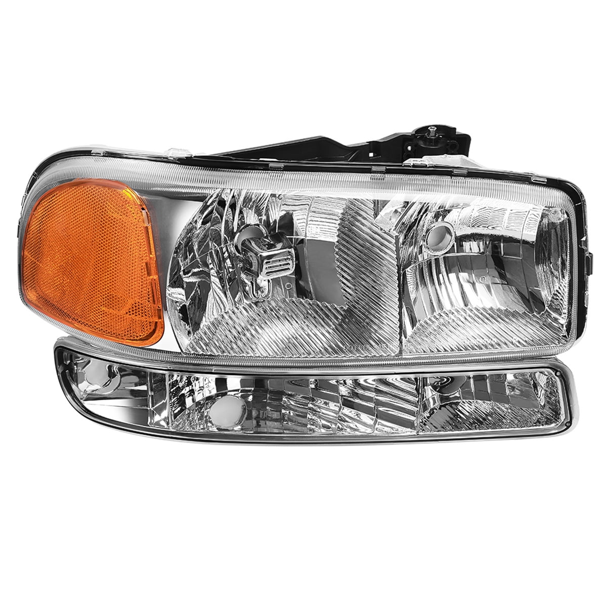 RVNI Headlight Assembly for 1999-2007 GMC Sierra 1500 2500 3500 2000-2006 Yukon+Bumper Lamps Pair