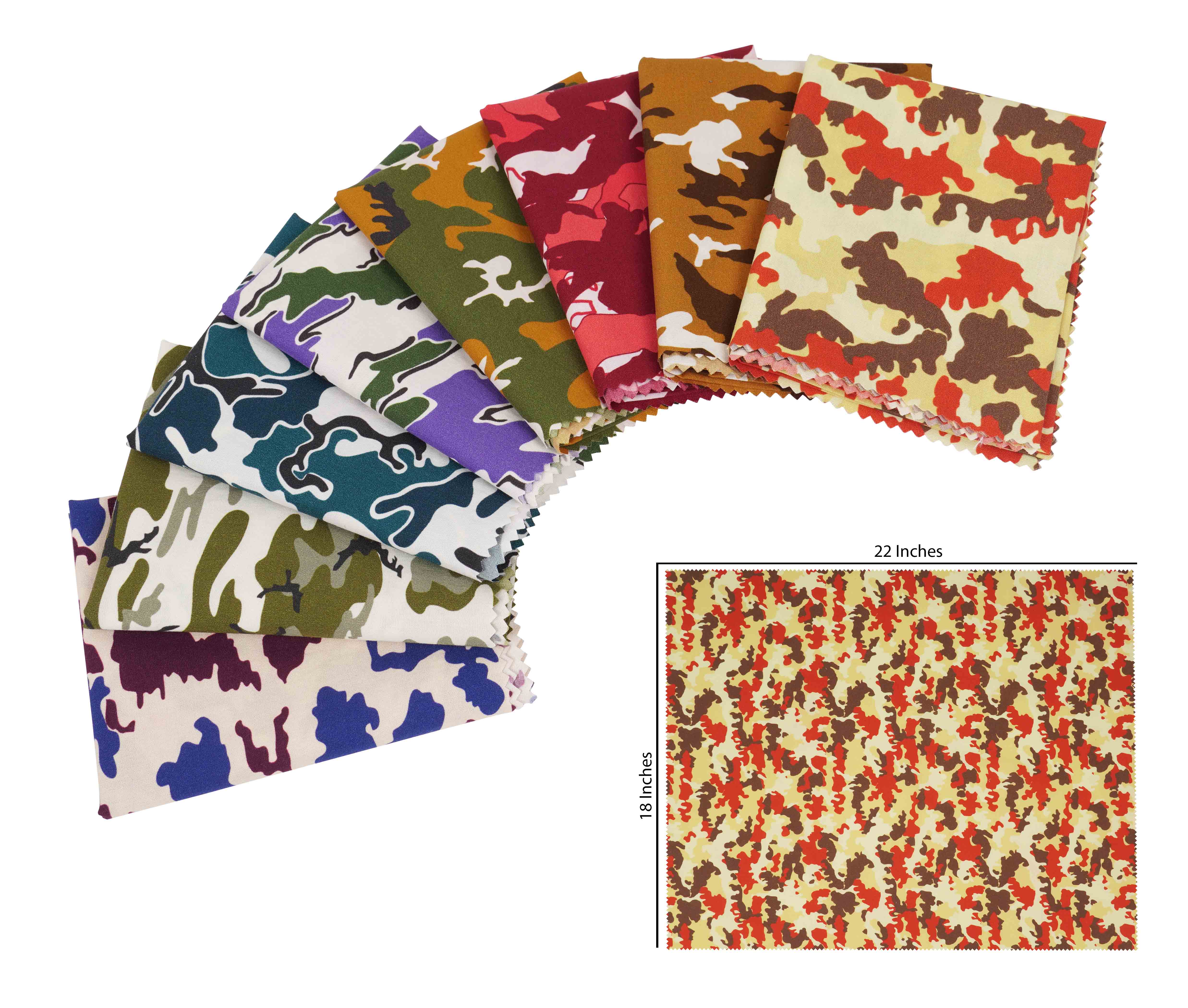 Soimoi 8 Pc Fat Quarter Bundle,CamouflagePrint 18"x 22"DIY Patchwork-100% CottonPre-Cut Quilting Fabric Multicolor