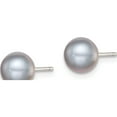 thumbnail image 2 of Sterling Silver Rh-Plated 7-8mm Grey Fw Cultured Button Pearl Stud Earrings Made In Canada qe12678, 2 of 5