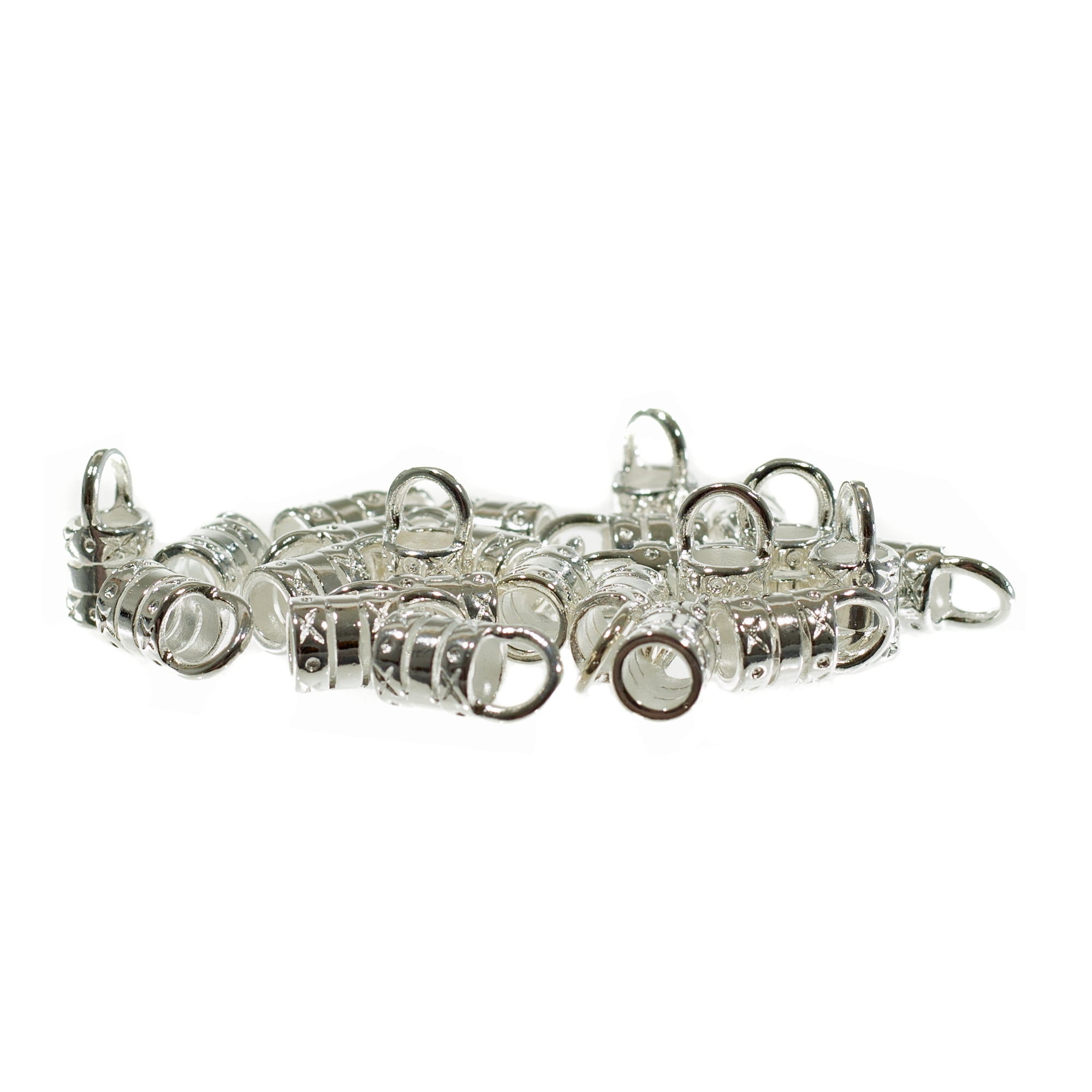 Craft County 5mm Tube Crimp End - 24 Pack of Silver-Plated Metal Cord Ends - Great for Making Bracelets, Necklaces, and Other Formal Jewelry and Accessories