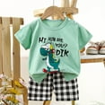 thumbnail image 3 of Hessimy Toddler Boy Summer Clothes Set Letter Print Crew Neck Short Sleeve T-Shirts Elastic Waist Shorts 2Pcs Outfits, Crew Neck（Grey,18-24 Months), 3 of 3