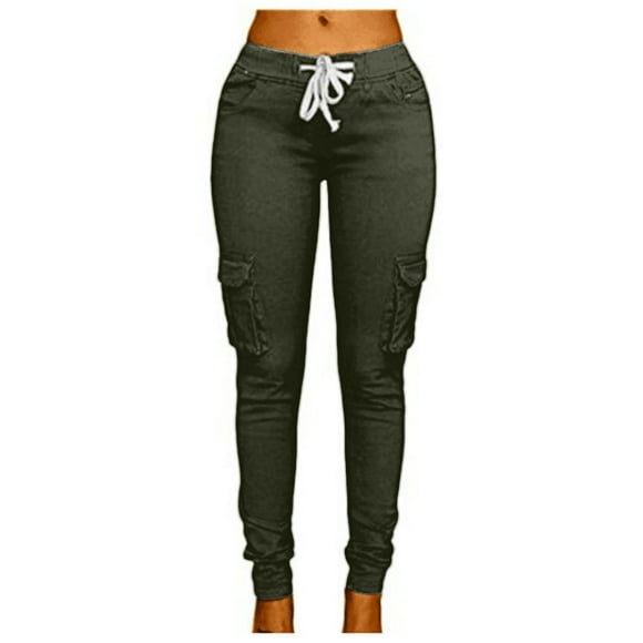 Mrat Women's Golf Pants Women Summer Casual Flare Pants for Women Elastic Womens Black Pants Waist Khaki Pants Women Printed Pants Green XXL