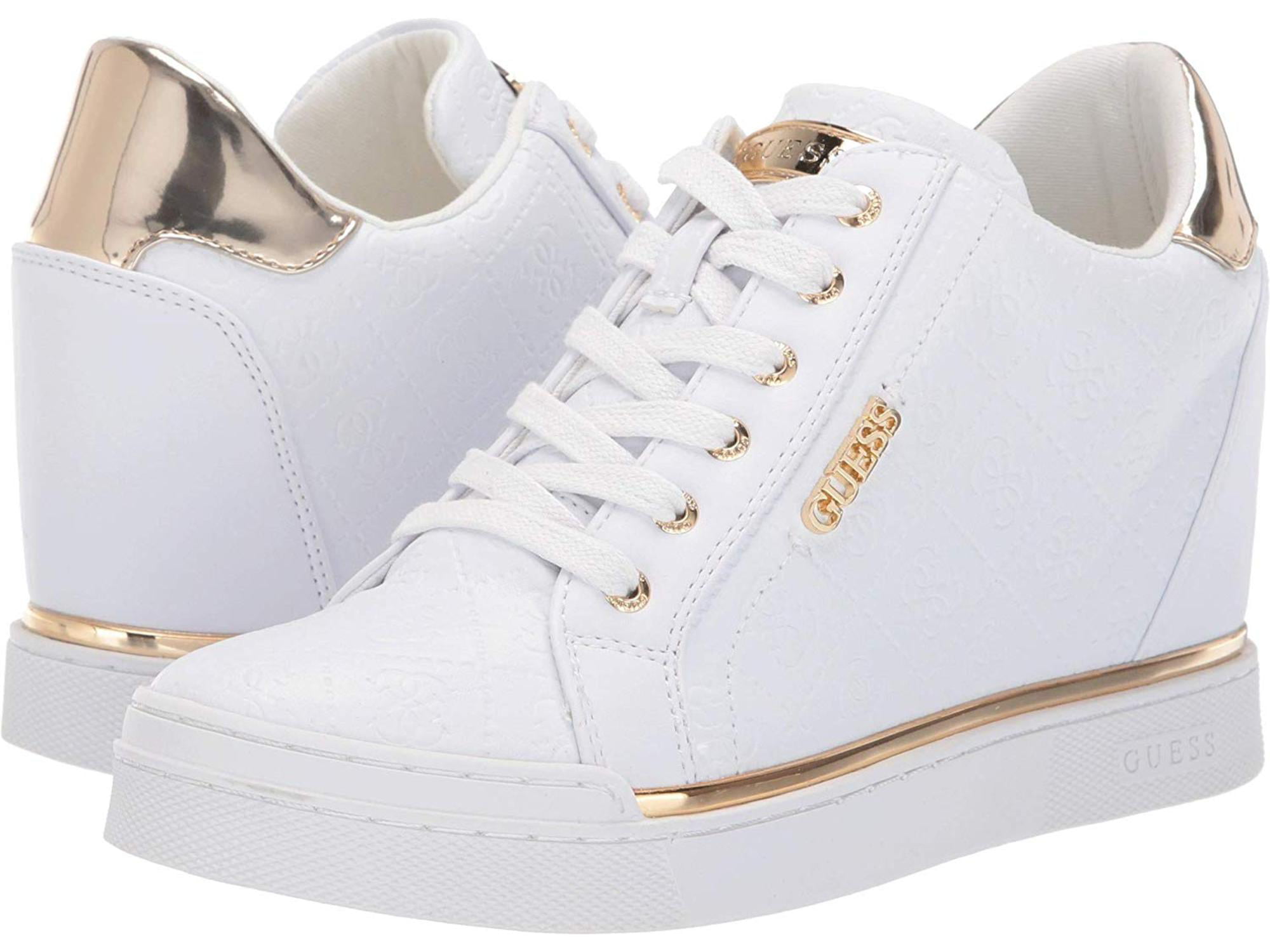 GUESS - Guess Womens Guess Leather Low Top Lace Up Fashion Sneakers