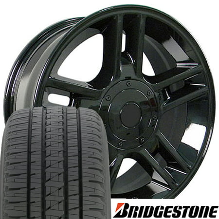 20x9 Wheels and Tires fit Ford® Trucks & SUVs - F-150 Style Black Rims w/Bridgestone Tires -