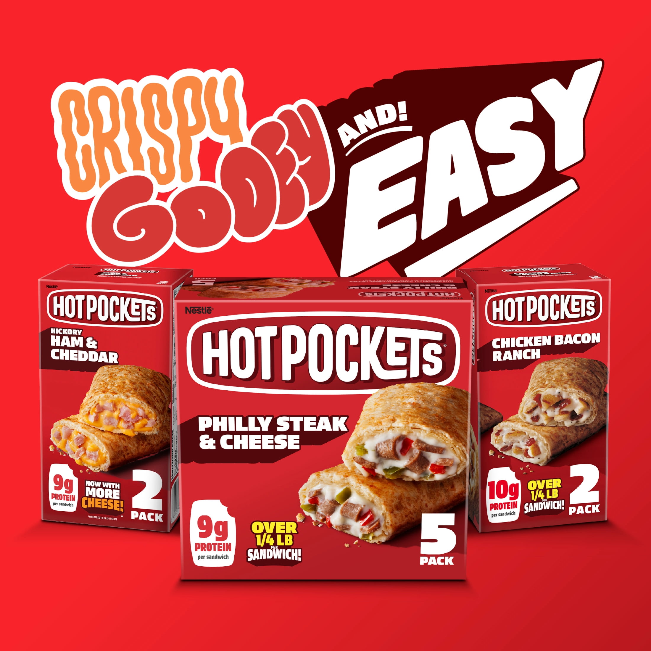 Hot Pockets Frozen Snacks Pepperoni Pizza Crispy Italian Style Crust Snacks, 22.5 oz, 5 Count Box  (Frozen)