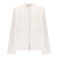 thumbnail image 5 of Women Fuzzy Fleece Jacket Sherpa V-neck Button Down Long Sleeve Winter Coat Plush Warm Sleepwear with Pockets, 5 of 8