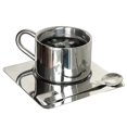 thumbnail image 3 of Stainless Steel Coffee Tea Cup With Saucer Spoon Double Wall Hot Cold Drinks Thermal Mugs Latte Cappuccino Milk Cup 175ml / 6.8 Oz, 3 of 10