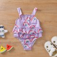 thumbnail image 2 of IROINNID Toddler Baby One-piece Sling Swimsuit Swimwear Summer Sleeveless Soild Printed Bathing Suit, 2 of 7