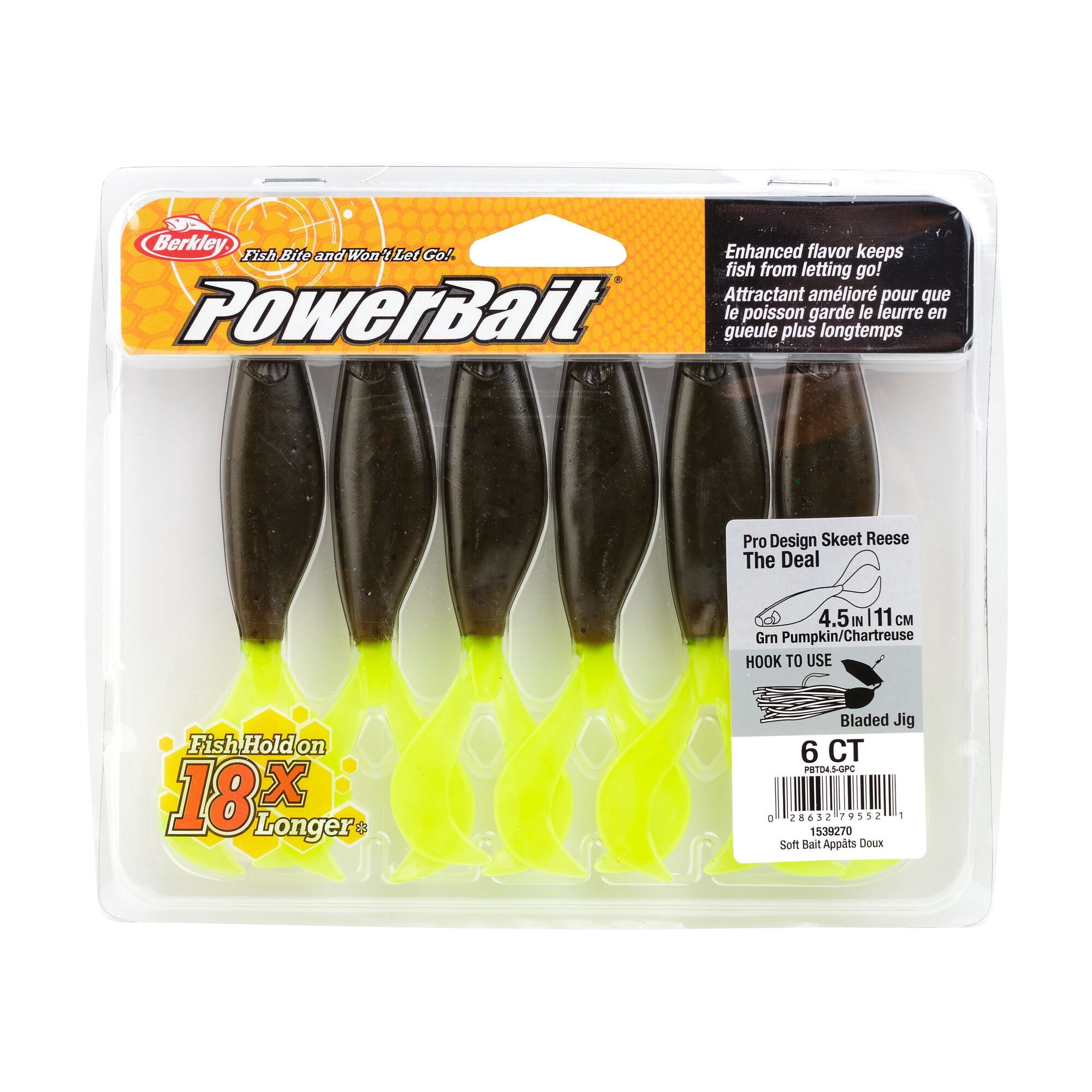 Berkley PowerBait® The Deal, 4.5 in, Fishing Swimbaits, Green Pumpkin/Chartreuse