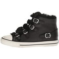 thumbnail image 2 of Ash Valko Black Fur Lined Buckle Strap High Top Sneakers Ankle Leather Bootie (Black/Black, 7), 2 of 6
