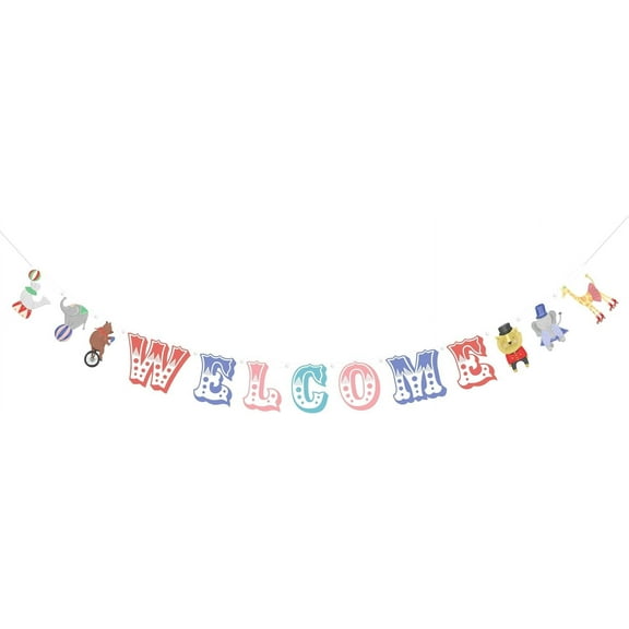 Cheerland Circus Party Welcome Banner Carnival Animals Cutouts, 1 Piece