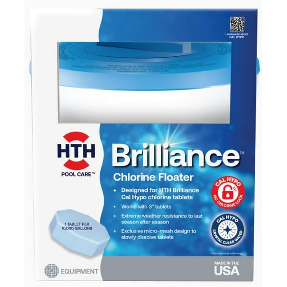 HTH Brilliance Chlorine Floater, Pool Chemical Dispenser, Designed for HTH Brilliance Cal Hypo Chlorine Tablets, 1 Count