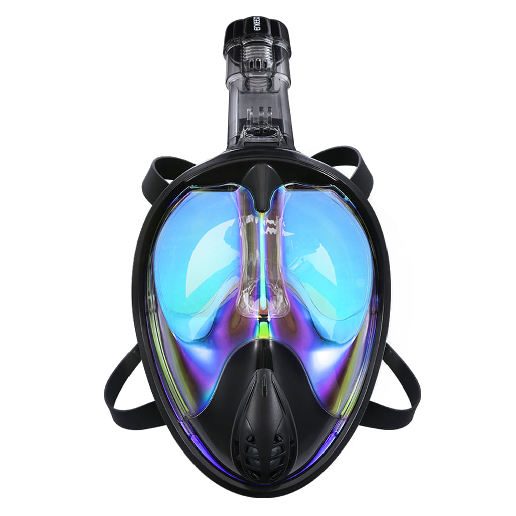 Panoramic 180°View Design Snorkel Mask Full Face Anti-Fogging Anti-Leak with Adjustable Head Straps with Longer Snorkeling Tube for Man Woman Adult Youth Kid