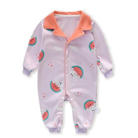 

Maxcozy Baby Girls Cute Kitten Watermelon Button Down Pajamas Sleepwear(One-Piece Pjs)
