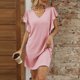 thumbnail image 3 of Vestido de Malla para las Mujeres Sexy, Cuello Redondo de Color Sólido, Vestido de Bolsillo sin Mangas, 3 of 6