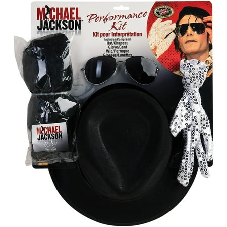 Michael Jackson WIG GLOVE HAT & GLASSES KIT Adult