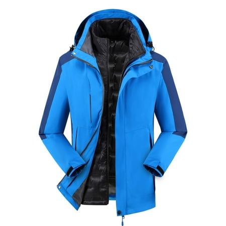 Men s Detachable Rain Jacket For Women Cap Mens Jacket And Windproof Snow Jacket Women Thick Three-in-one Jacket Womens Jacket Winter Outdoor Sports Warm Men's Jackets Jacket