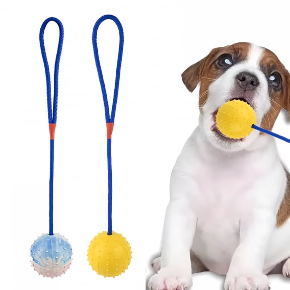 BESTSKY Dog Ball on A Rope Training Ball Rubber for Dog Chew Toys for Small Medium Large Dogs,2.36In