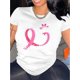 thumbnail image 1 of Camiseta básica de verano para mujerBreast Cancer Awareness Pink Ribbon & Butterfly Graphic T-Shirt for Women - Casual, All-Season Knit Fabric, Round Neck, Elasticity, Comfortable Short Sleeve TopFa, 1 of 6