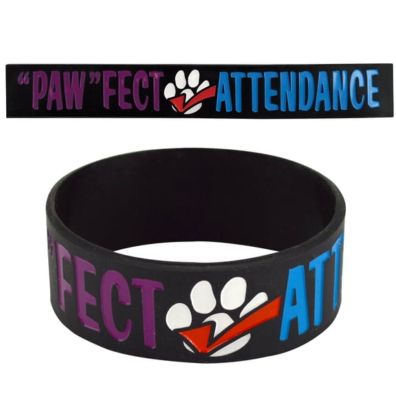 Set of 100 Wristbands - "Paw"Fect Attendance Multi-Color