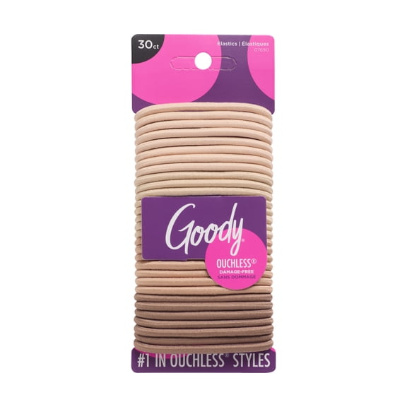 Goody Ouchless Hair Elastics, No Metal Gentle Hair Ties, Blonde, 30 Ct