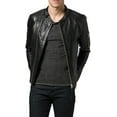 thumbnail image 2 of Men's Genuine Lambskin Leather Jacket Biker Soft Stylish Black Motorcycle Jacket A798, 2 of 4