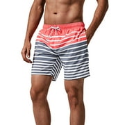 MaaMgic Mens Slim Fit Quick Dry Short Swim Trunks With Mesh Lining Qma011-red