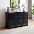 thumbnail image 2 of Black 6-Drawer Dresser for Bedroom / Rustic Oak Grain Top / Effortless Drawer Movement, 2 of 7