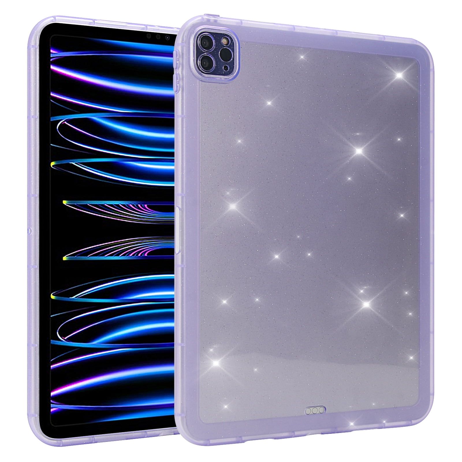 Dteck Case for iPad Air 11-Inch M2 (2024), iPad Air 5th Generation / iPad Air 4th Generation 10.9 Inch Shockproof Cover with Glitter Translucent Back Shell,Glitter Purple