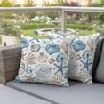 thumbnail image 5 of 2 Pack Outdoor Waterproof Throw Pillow Covers,Marine Sea Shell Conch Starfish Coral Decorative Square Pillow Case Patio Pillowcases for Chair Couch Sofa 16x16in, 5 of 9