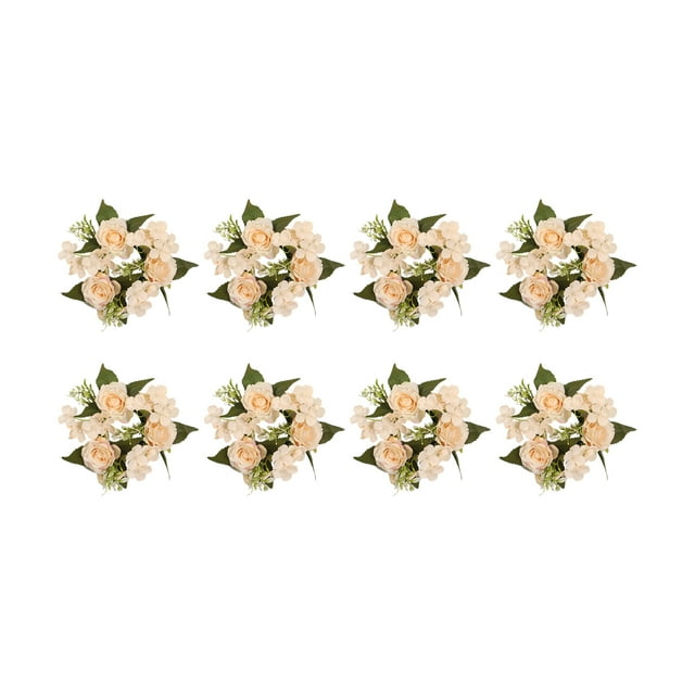 KoiLife 8 Pack Spring Wreaths for Front Door Spring Door Wreath 8" Floral Wreath with Cream Roses and White Hydrangeas Greenery Wreath for Spring Home Decor Front Porch Decor Indoor or Outdoor Use