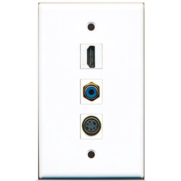 RiteAV - 1 Port HDMI and 1 Port RCA Blue and 1 Port S-Video Wall Plate