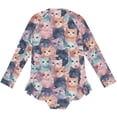 thumbnail image 4 of joogoo Pastle Cute Cat Pattern Girls One-Piece Swimsuits UPF 50+ Long Sleeve Rash Guard Bathing Suit 11-12 Years, 4 of 8