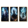 thumbnail image 2 of Designart "Powerful Wizard Magic s Mastery" Superheros Framed Wall Art Set Of 3 - Blue Superheros Frame Gallery Set For Office Decor, 2 of 6