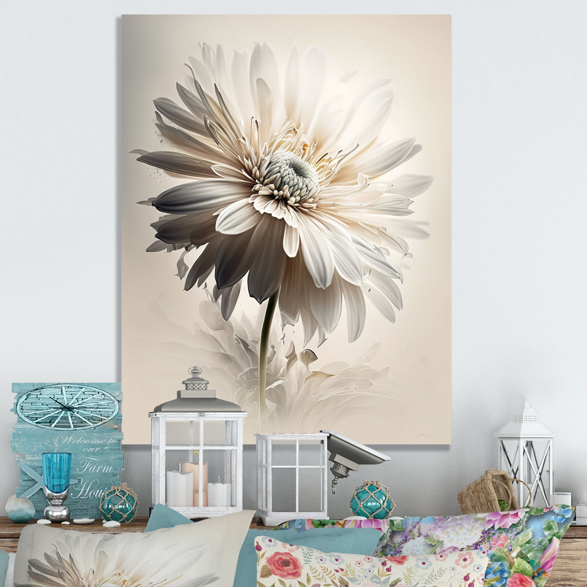 Designart White Gerbera Flower II Canvas Wall Art