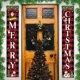 thumbnail image 4 of Pancarta Navideña para Puerta de Porche | Letrero de Tela de Feliz Navidad de 180 X 30 Cm | Pancarta de Bienvenida Navideña de Nailon con Copos de Nieve de Papá Noel y Renos para Decoración de Pared,, 4 of 6