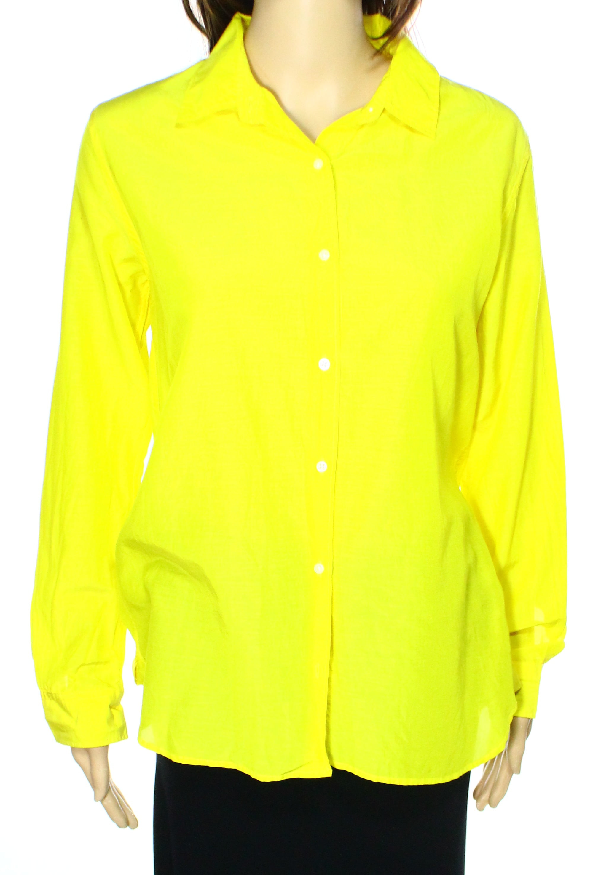 yellow button up blouse
