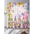 thumbnail image 3 of Watercolor Gnomes Floral Sheer Curtains 84 Inch Length 2 Panels Set Window Treatments, Spring Butterflies Flowers Pink Plaid Rod Pocket Semi Curtains for Living Room/Bedroom/Kitchen, 104"W x 84"L, 3 of 7