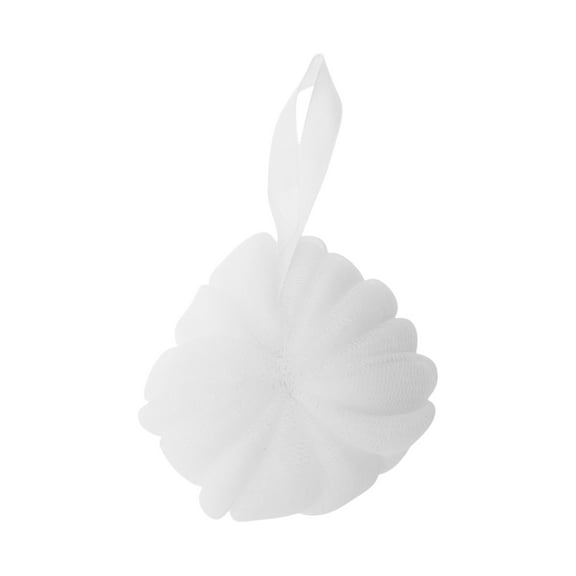 Unique Bargains 1 Pc Pumpkin-shaped Ribbon Bath Shower Loofah Sponge Body Puffs for Bathroom White