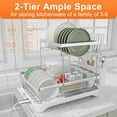 thumbnail image 5 of 2-Tier Stainless Steel Dish Drying Rack with Drainboard and Cutlery Holder for Kitchen Counter, 5 of 8
