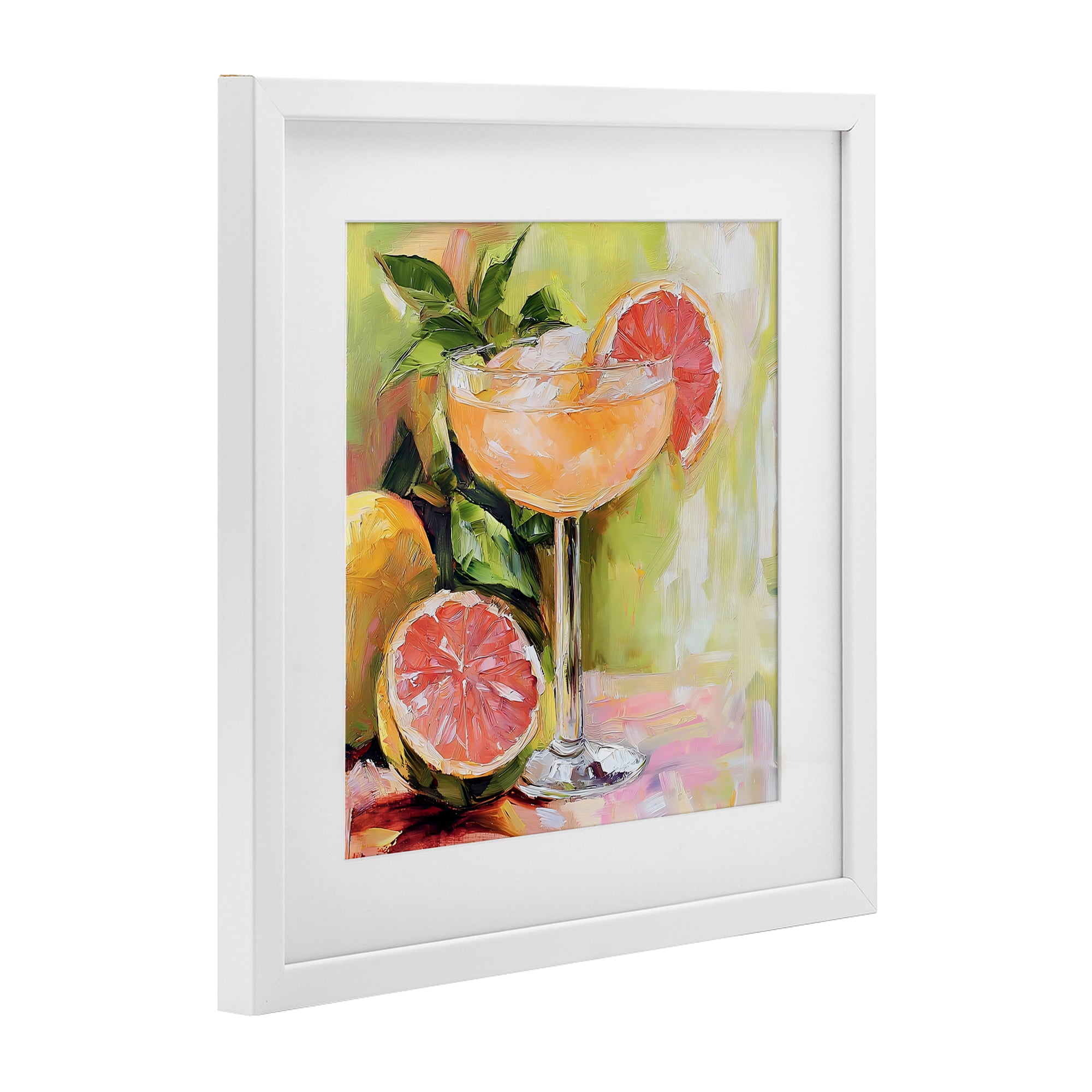 Stupell Industries Grapefruit Summer Cocktail White Framed Print Under Glass, design by Riley B