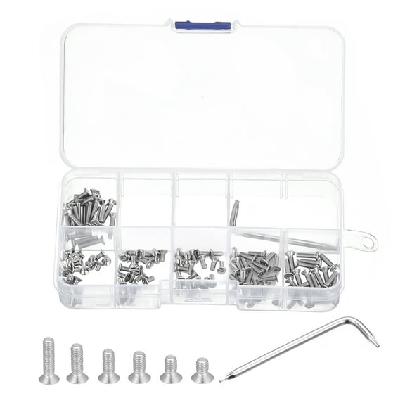 Uxcell M2.5 Torx Security Screws Kit, (M2.5x4/5/6/8/10/12mm)120pcs Countersunk Head W 1pcs T8 Wrench Bolts